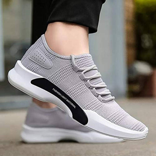 Grey Mesh Solid Sports Shoes