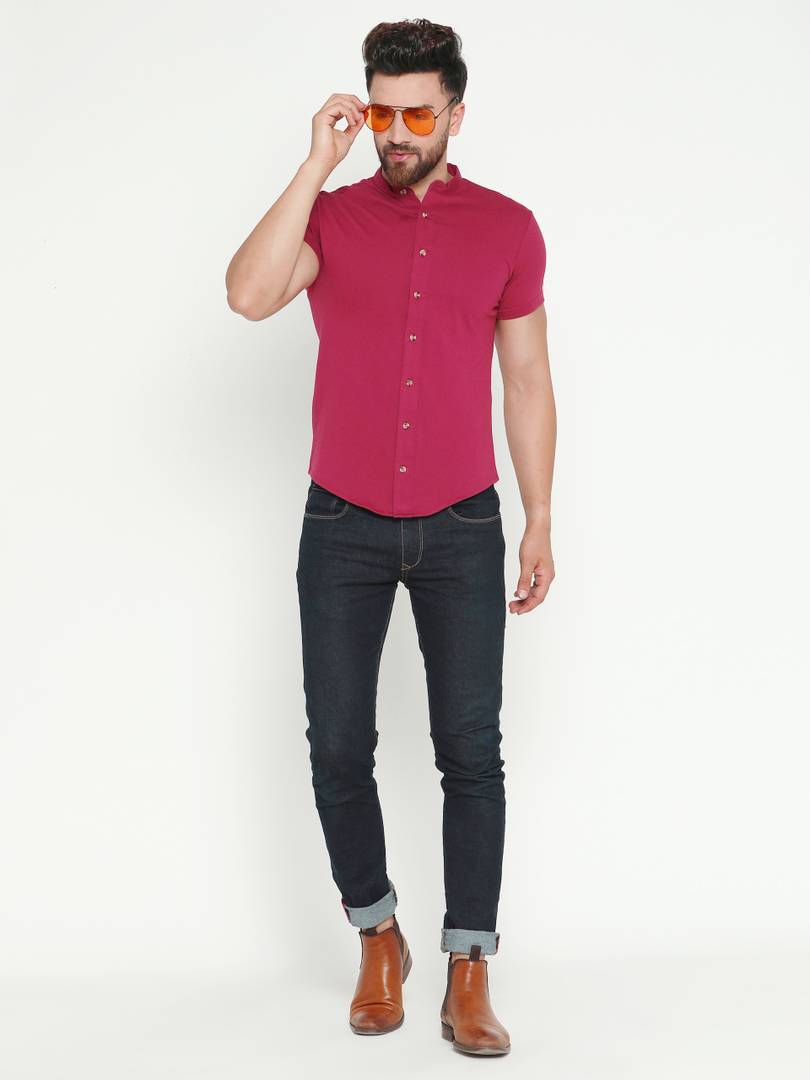 Maroon Regular Fit Casual Shirt