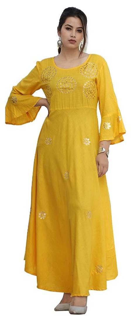 Rayon Gotta Patti Handwork Anarkali Kurti