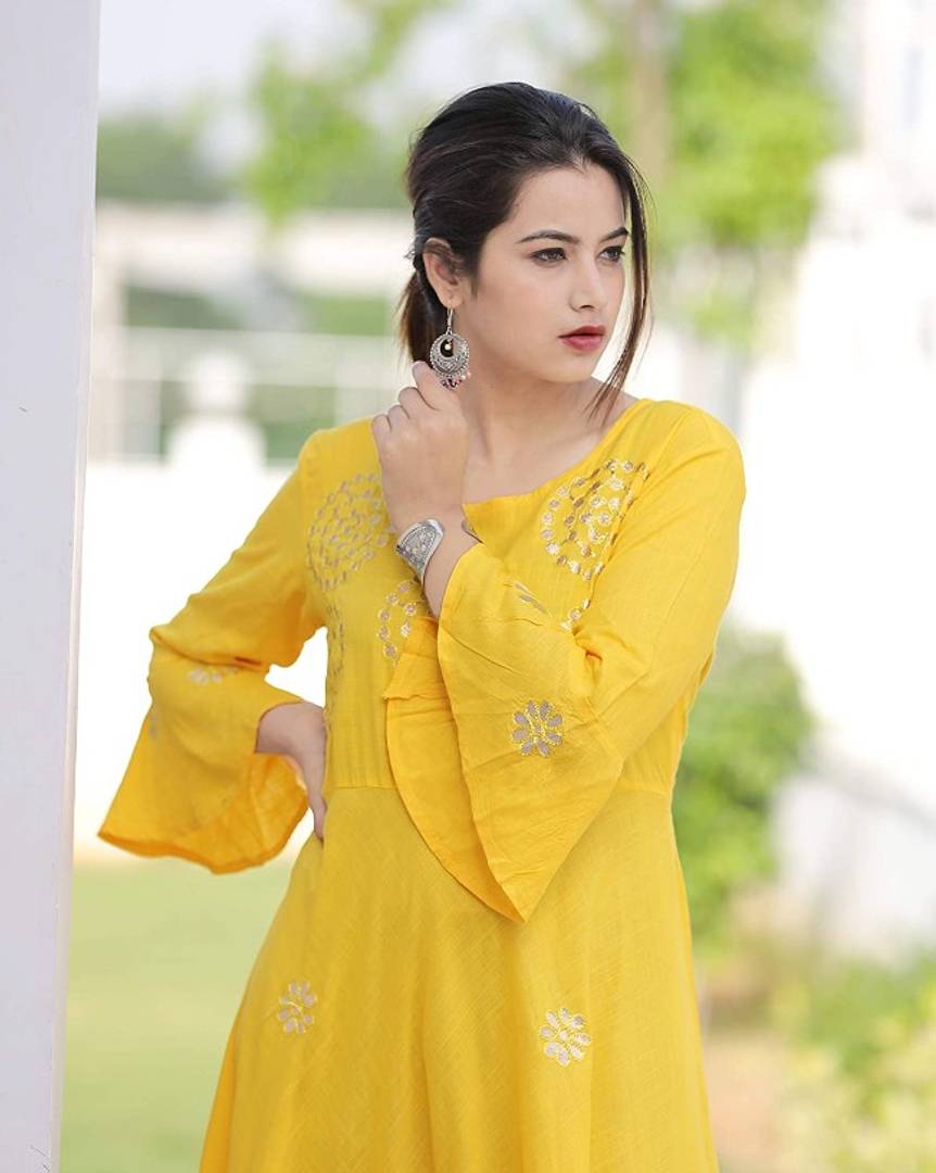 Rayon Gotta Patti Handwork Anarkali Kurti