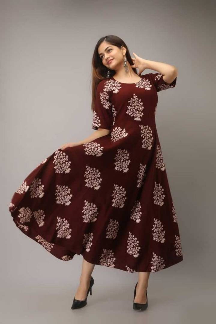 Rayon Printed Anarkali Kurti