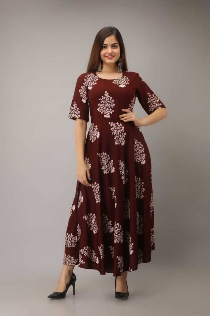 Rayon Printed Anarkali Kurti