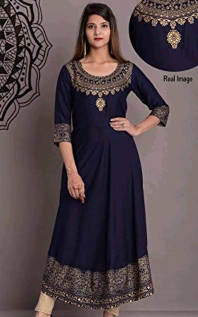 Rayon Printed Anarkali Kurti