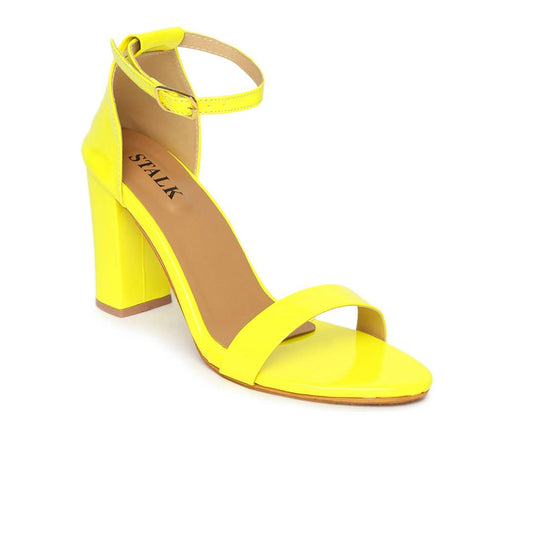 Synthetic Leather Yellow Solid Block Heel