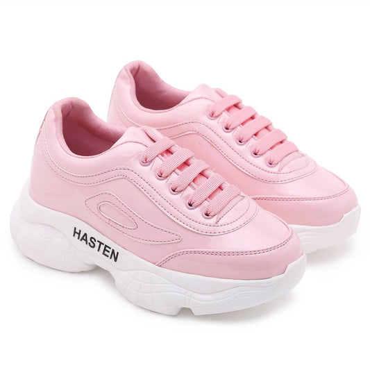 Stylish Pink Synthetic Leather Shoe