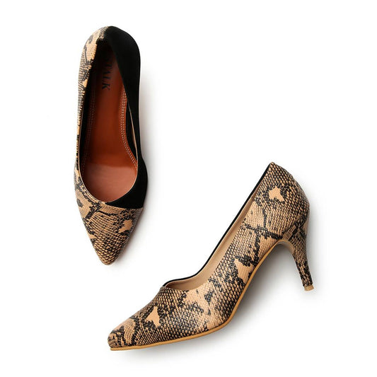 Women Meraki Snake Print Heels