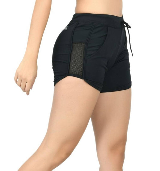 Women Dry-Fit Black Hot Pants Shorts