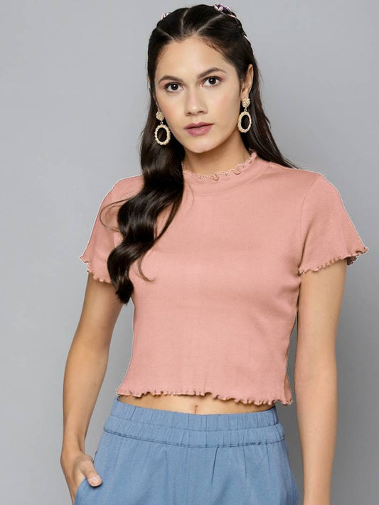 Elite Peach Hosiery Solid Crop Top