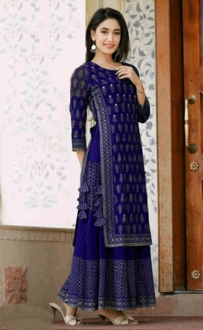 Rayon Ethnic Motif Layered Kurti