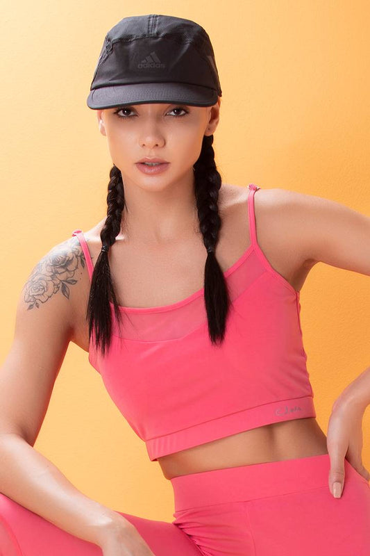 Clovia Sleeveless Noodle Strap Solid Sports Cami Top
