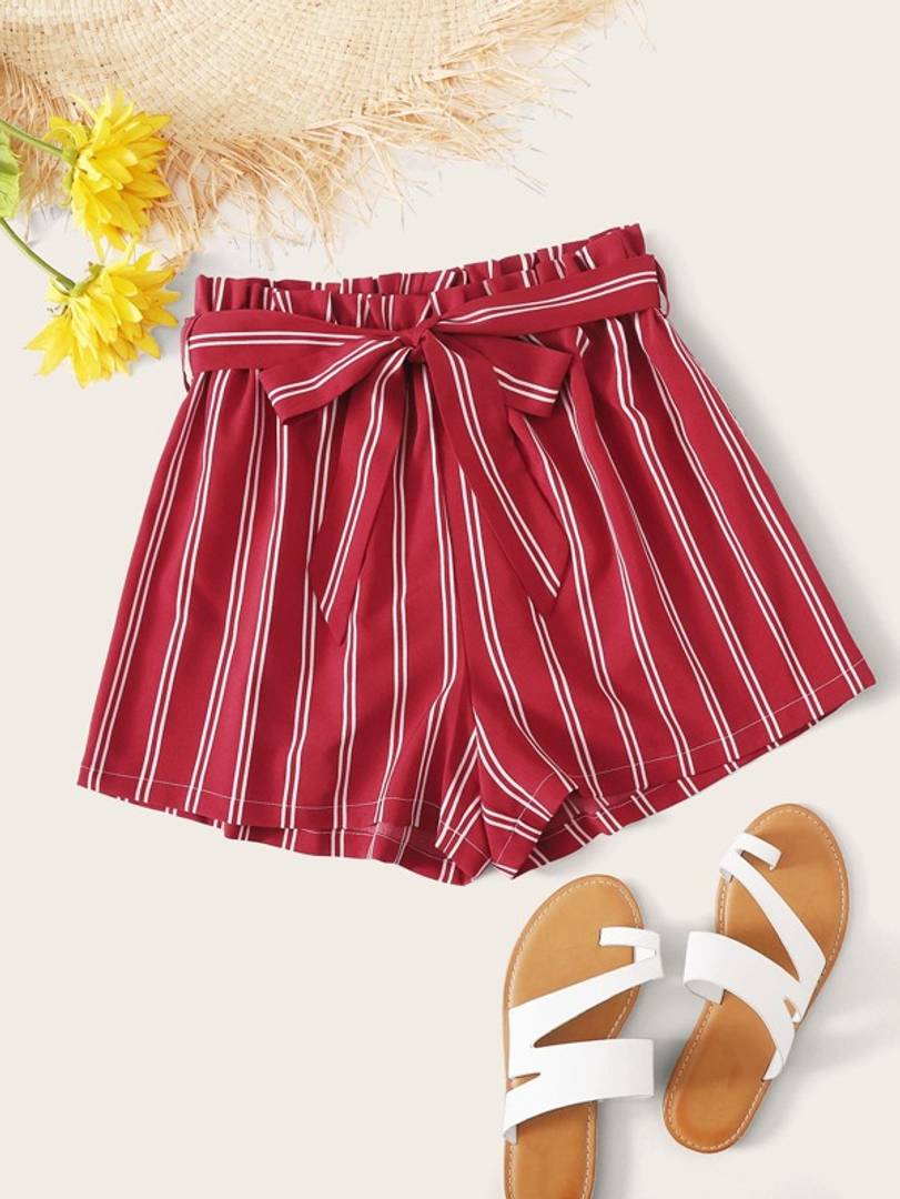 Trendy Women Red Stripe Short