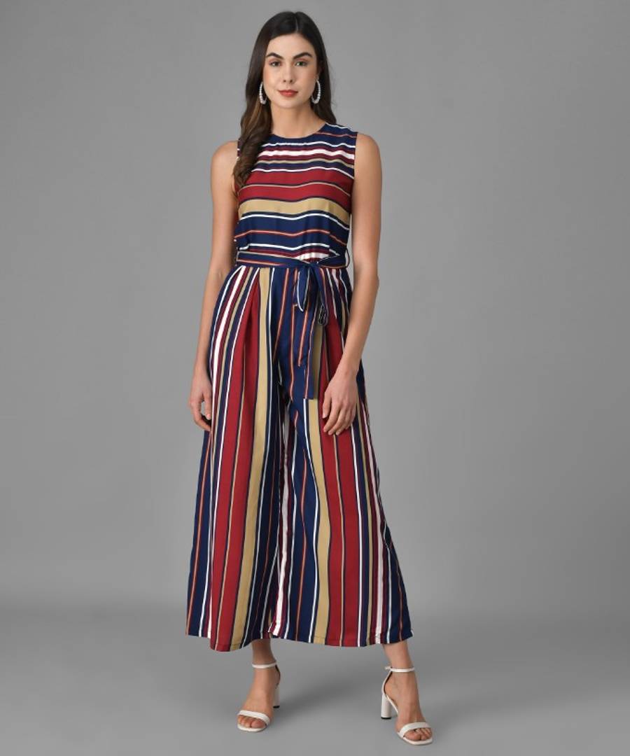 Multicolour Striped Flare Jumpsuit