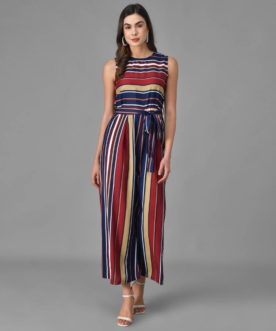 Multicolour Striped Flare Jumpsuit