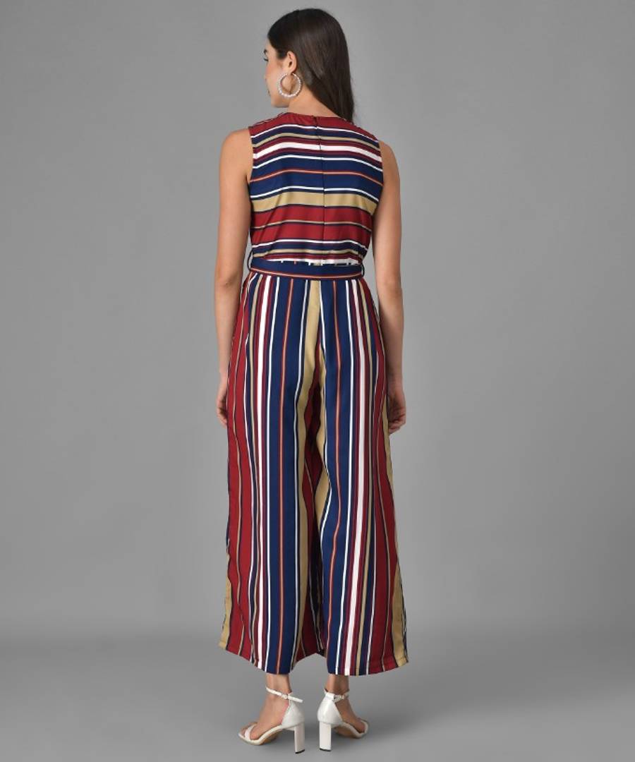 Multicolour Striped Flare Jumpsuit