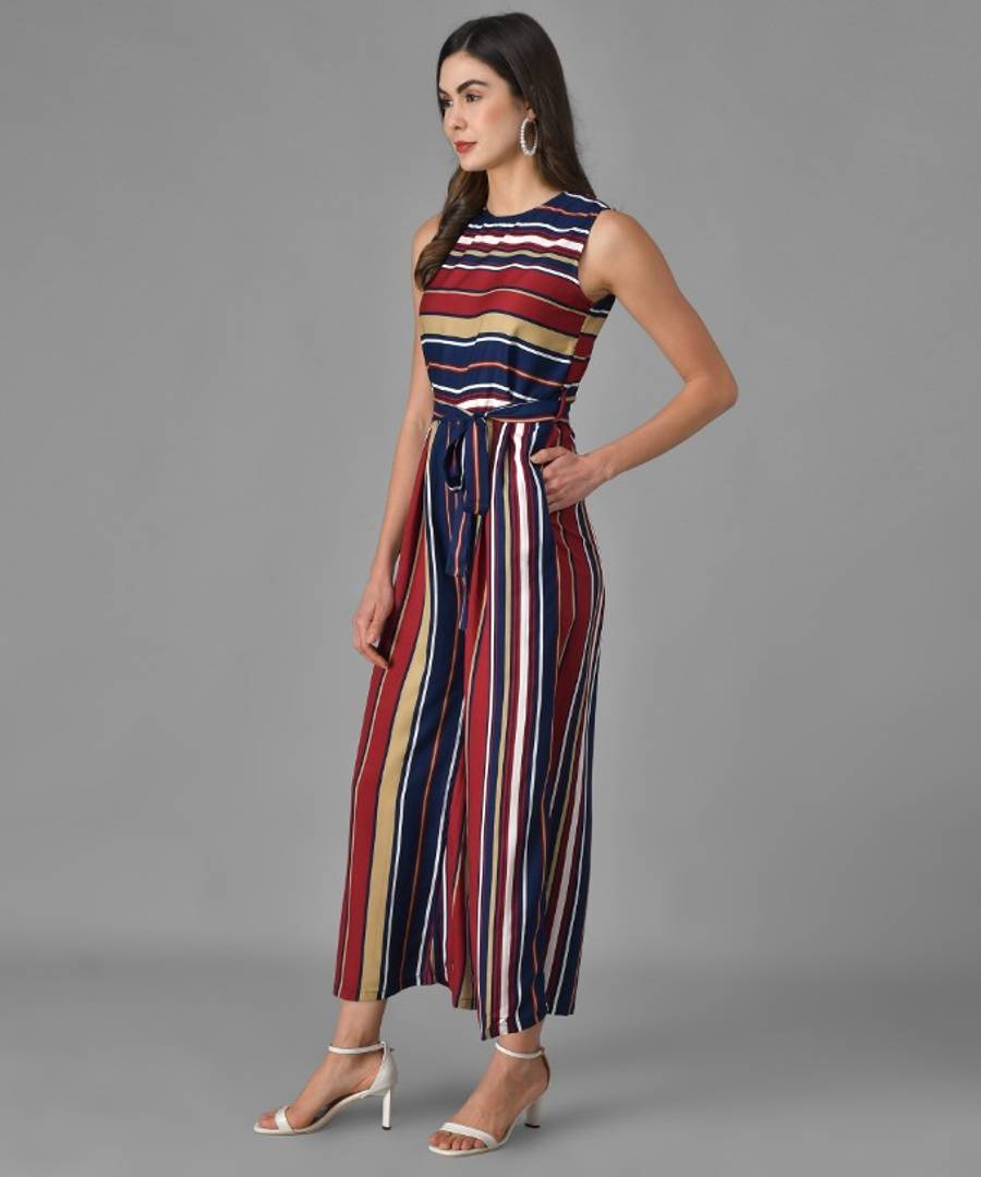 Multicolour Striped Flare Jumpsuit