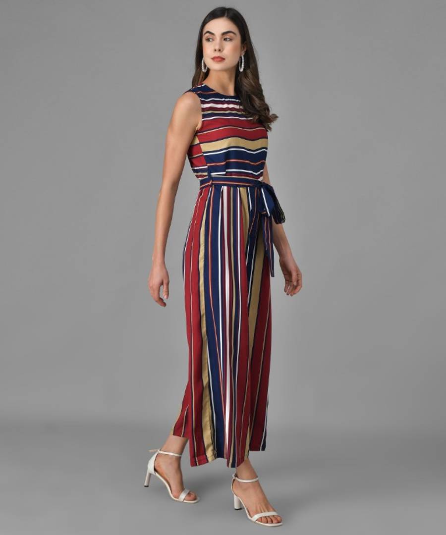 Multicolour Striped Flare Jumpsuit