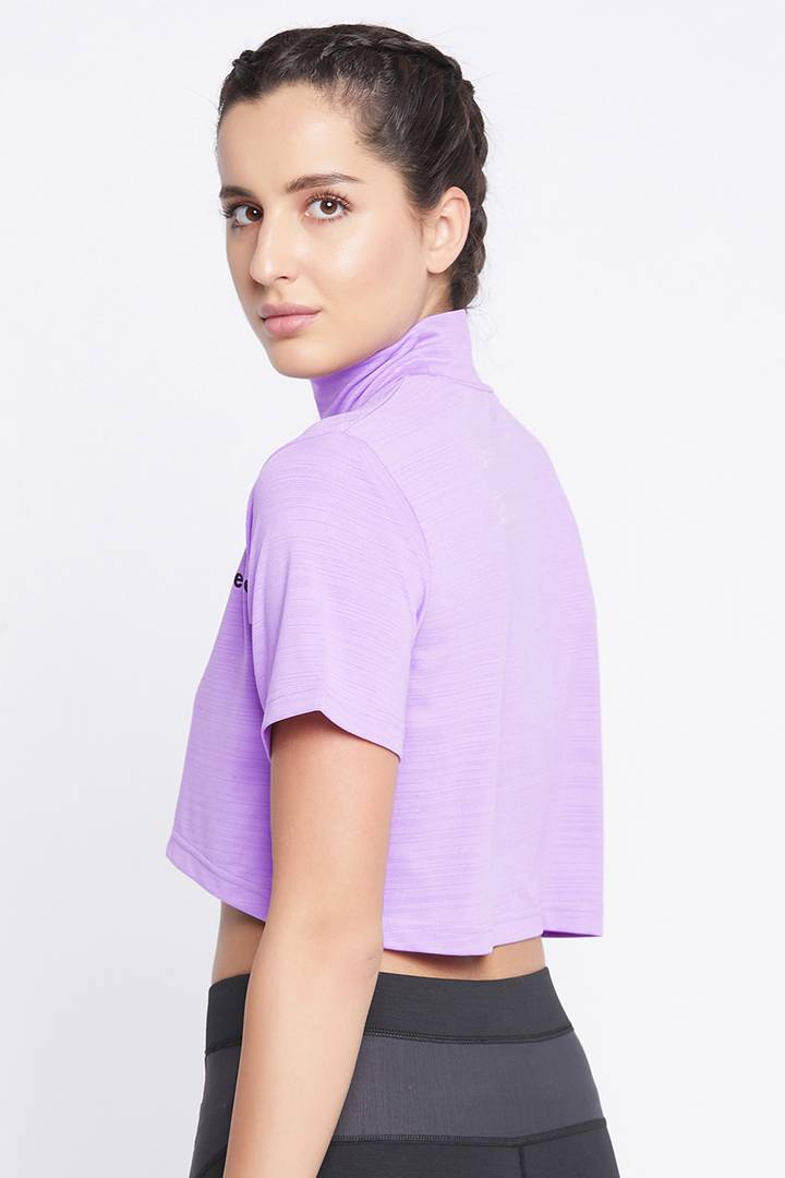 Purple  Spandex Sports Crop Top