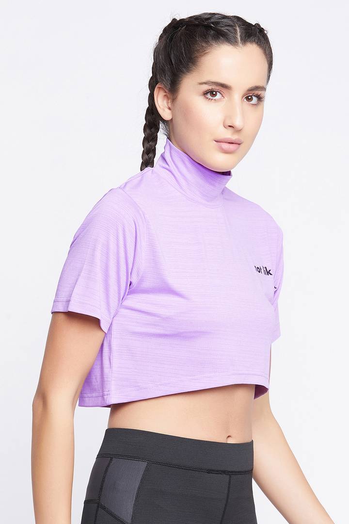 Purple  Spandex Sports Crop Top