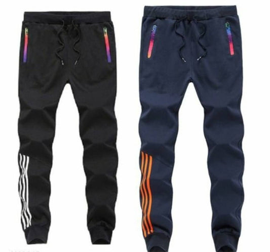 SPORTS BLACK & BLUE COTTON BELND TRACKPANT FOR MEN