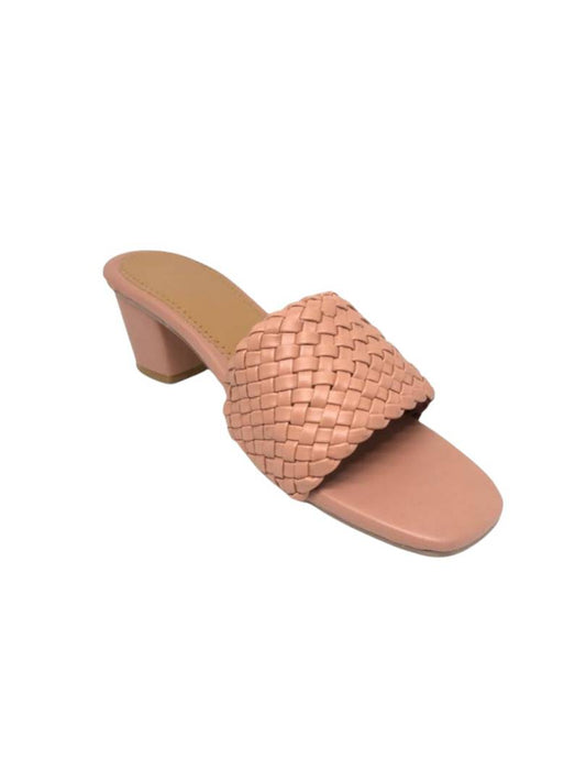 Pink Solid Block Heels Sandals