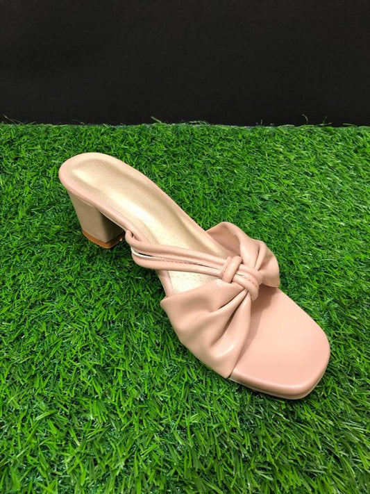 Pink Solid Block Heels Sandals