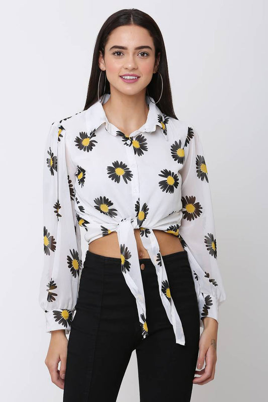Elegant Printed Crop Top