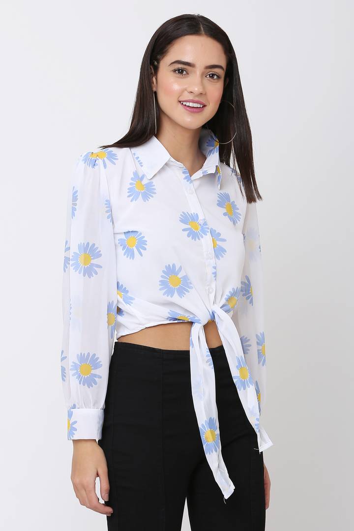 Elegant Printed Crop Top
