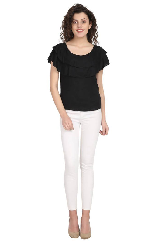 Fabulous Black Rayon Solid Tops For Women And Girls