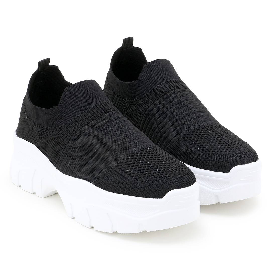 Stylish Black Mesh Sports Shoes