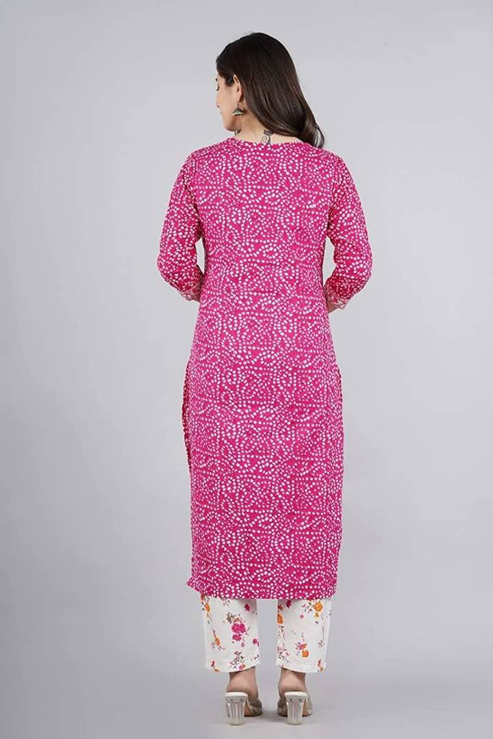 Rayon Bandhej Kurti With Pant Set