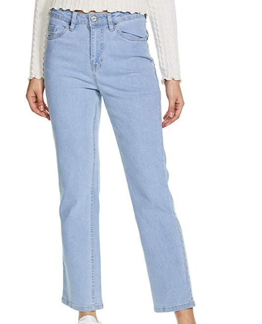 Women's Sky Blue Straight Fit Jeans