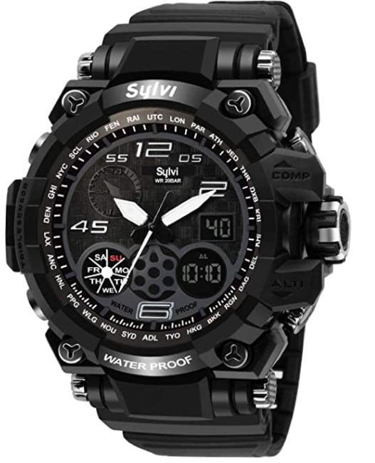 Sylvi Multi-Function Premium Chronograph Waterproof Sports Look Analog-Digital Watch