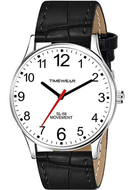 TIMEWEAR Analog Number Dial Leather Strap Watch