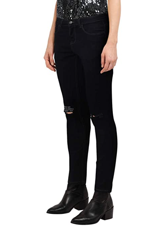 Womens 5 Pockets Coated Jeans