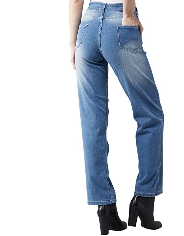 Women's Light Blue Wide-Leg Mid Rise Regular Length Jeans