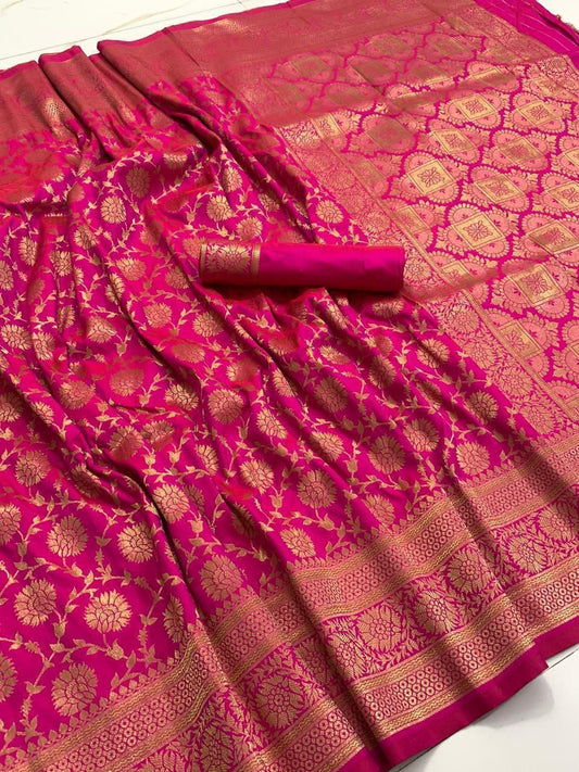 Banarasi Handloom Soft Silk Weaving  Saree