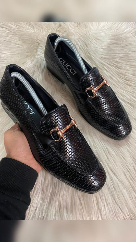 GUCCI Buckle Woven Moccasins